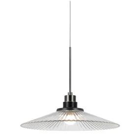 1-Light Pendant in Brushed Steel/Oil Rubbed Bronze with Metal Glass