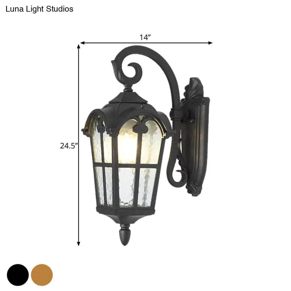 10"/14" 1-Light Water Glass Wall Lamp Farmhouse Black/Brass Lantern with Curvy Arm - Doorway Wall Lighting"
(The length of the title has been reduced while maintaining the important keywords for SEO.)