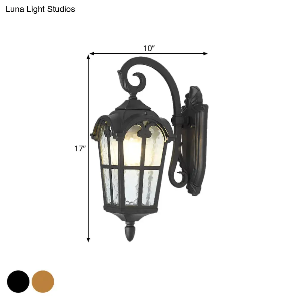 10"/14" 1-Light Water Glass Wall Lamp Farmhouse Black/Brass Lantern with Curvy Arm - Doorway Wall Lighting"
(The length of the title has been reduced while maintaining the important keywords for SEO.)