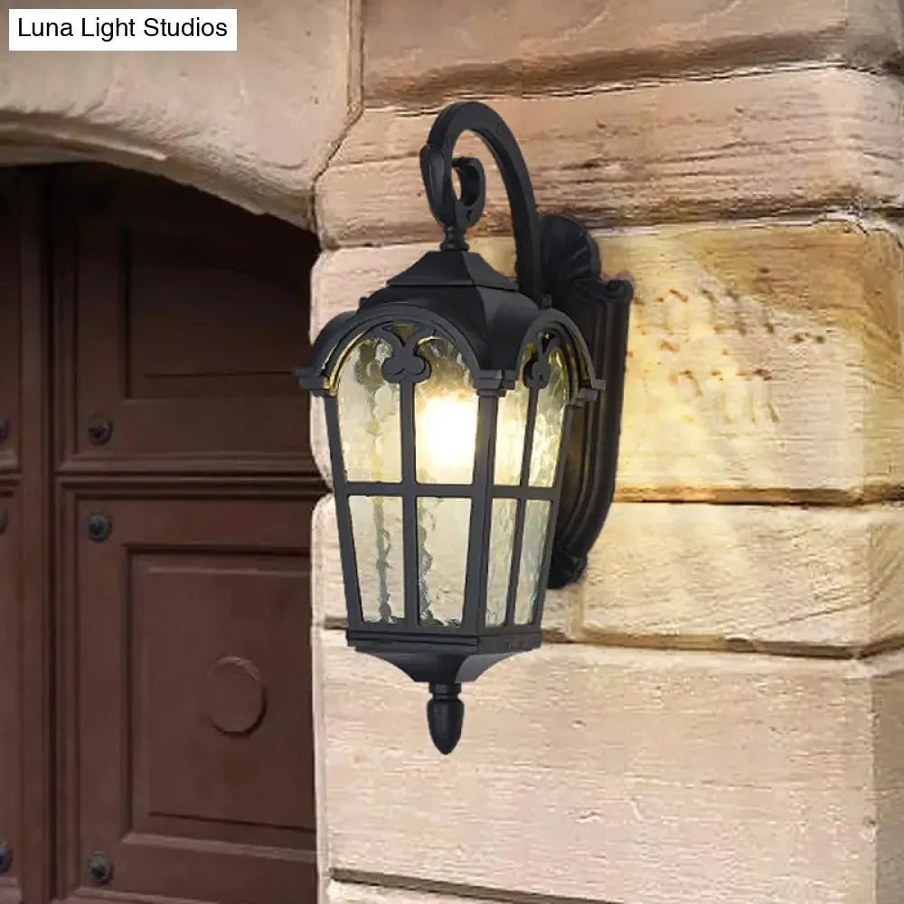 10"/14" 1-Light Water Glass Wall Lamp Farmhouse Black/Brass Lantern with Curvy Arm - Doorway Wall Lighting"
(The length of the title has been reduced while maintaining the important keywords for SEO.)