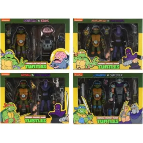 1/10 Teenage Mutant Ninja Turtles - Cartoon Turtles vs Villains Figure 2 Pack Set NECA