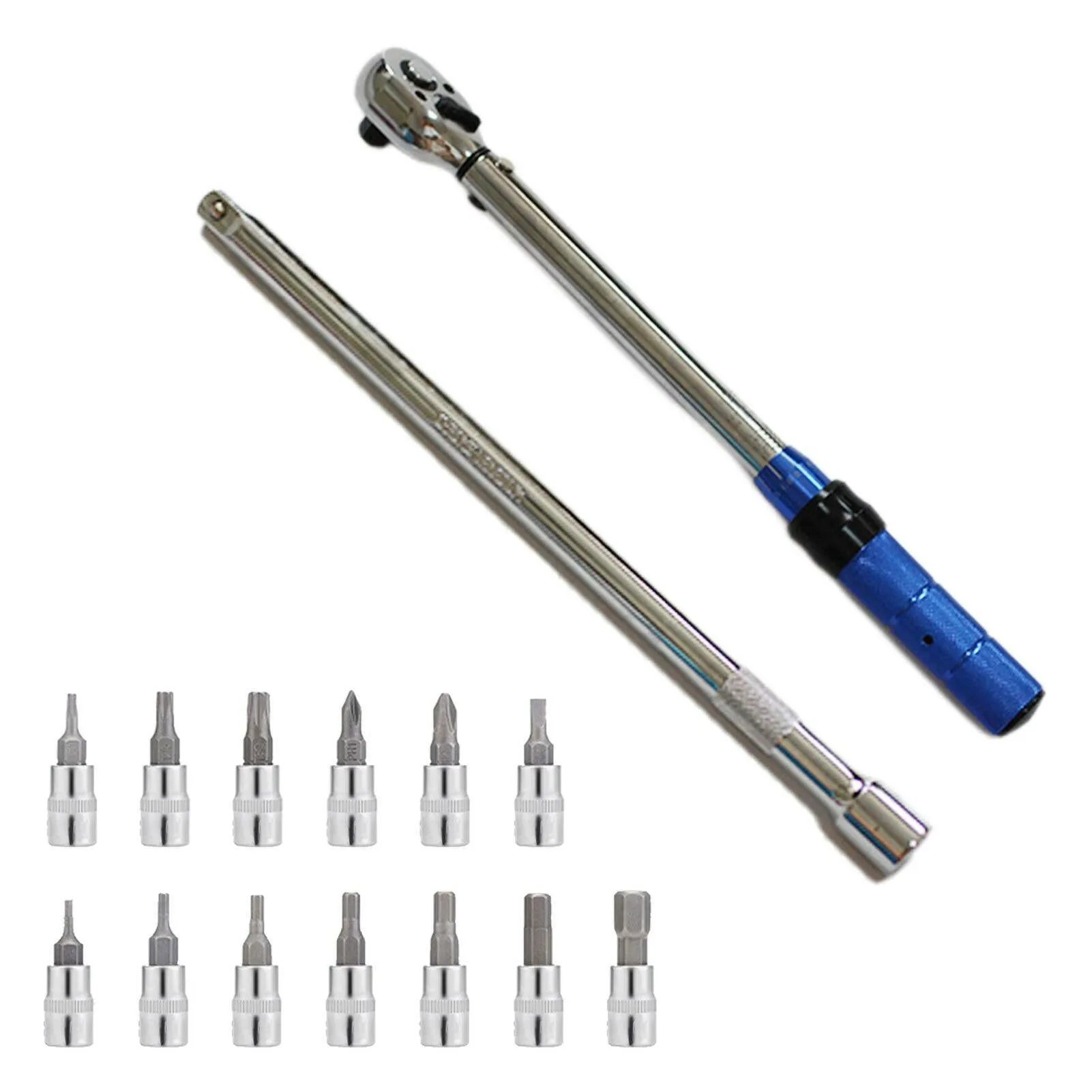 1/4 Inch Bike Torque Wrench Set Two-Way Ratchet Rotation Wrench Adjustable Hexagonal PH1 PH2 Wrench 15pcs For Bike Repair Tool