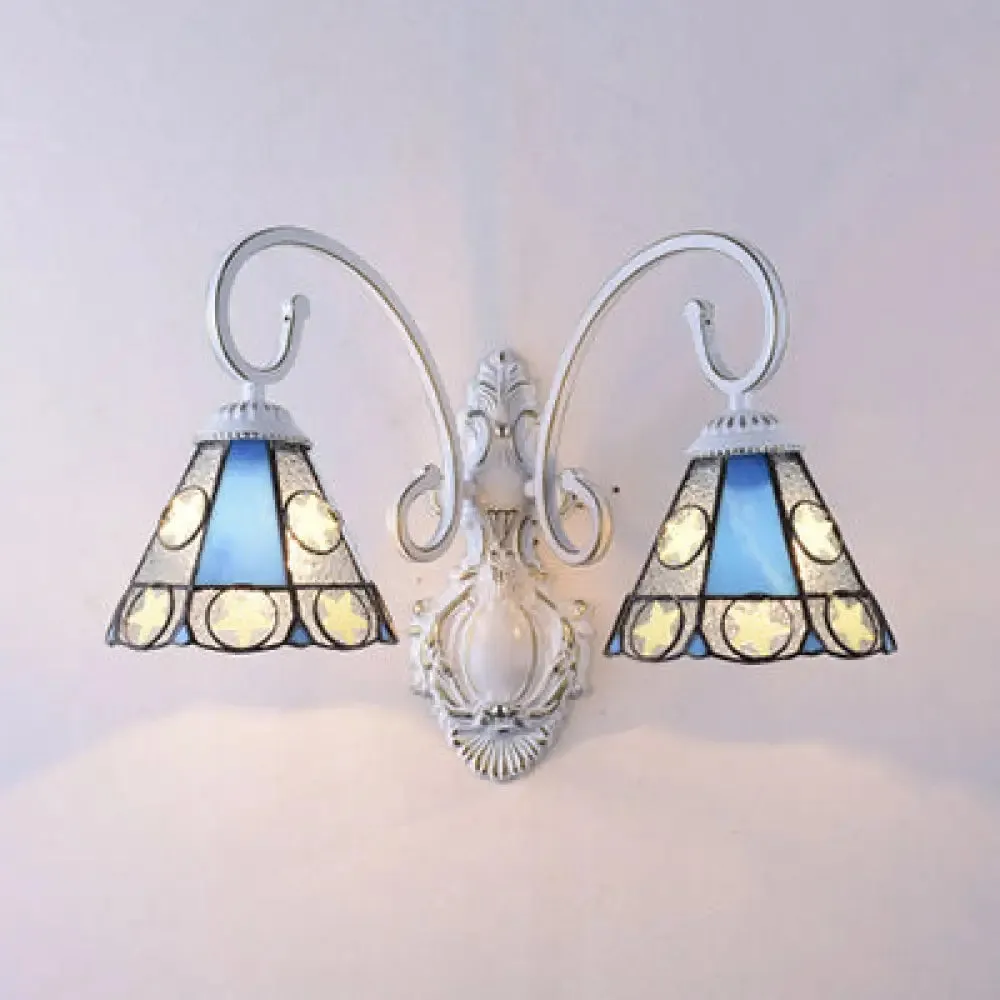 2-Light Star Stained Glass Wall Mount for Modern Bedroom Lighting