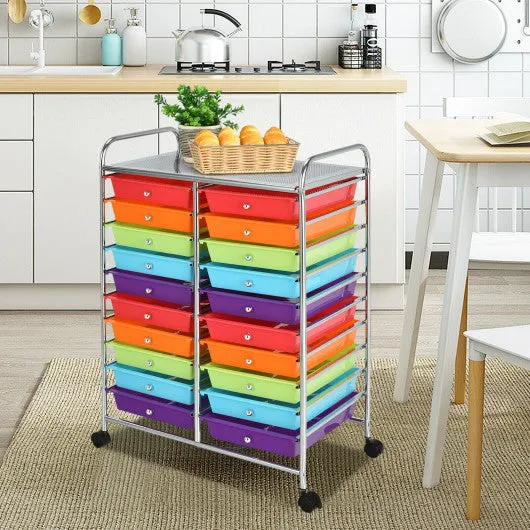 20 Drawers Storage Rolling Cart Studio Organizer-Multicolor