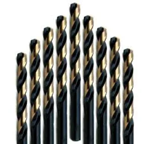 #37 Wire Size Jobber Length Drill Bit - Black and Gold - Split Point - 12 Pack