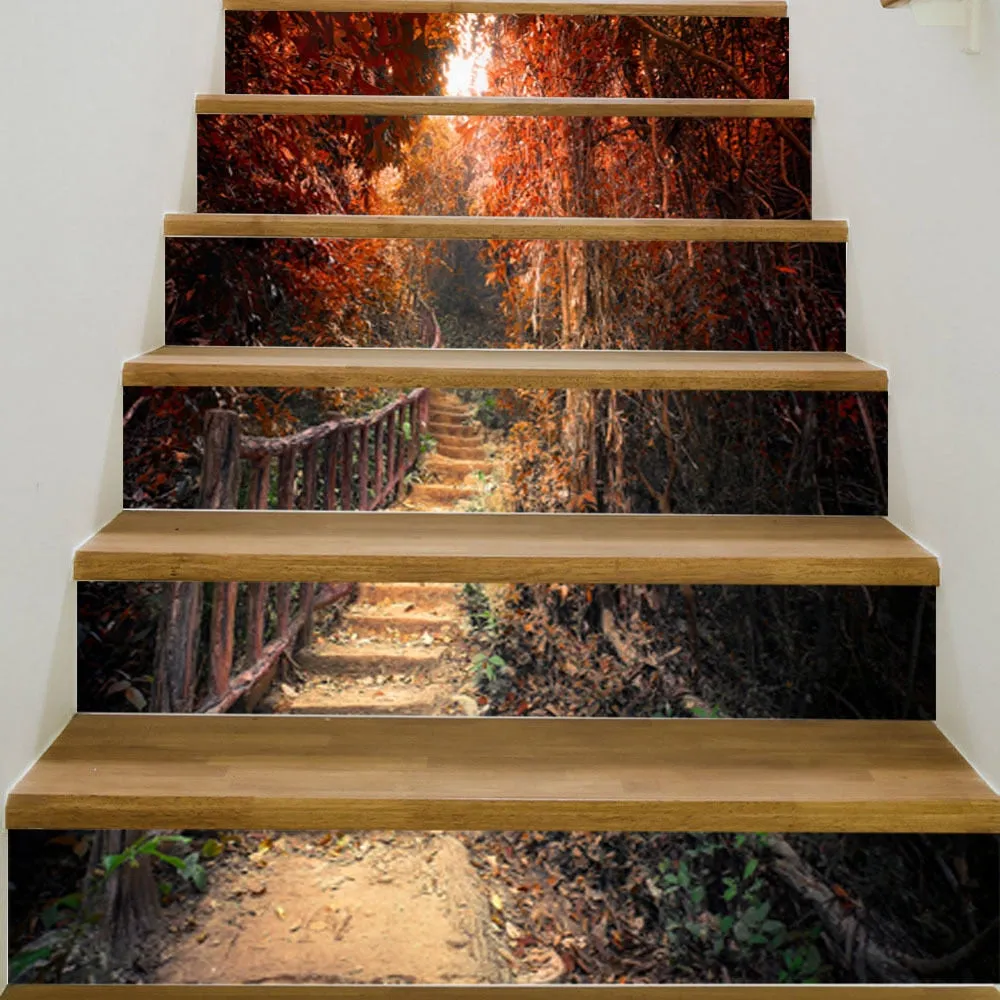 3D Maple Leaf Path Stair Stickers PVC Mural Sticker