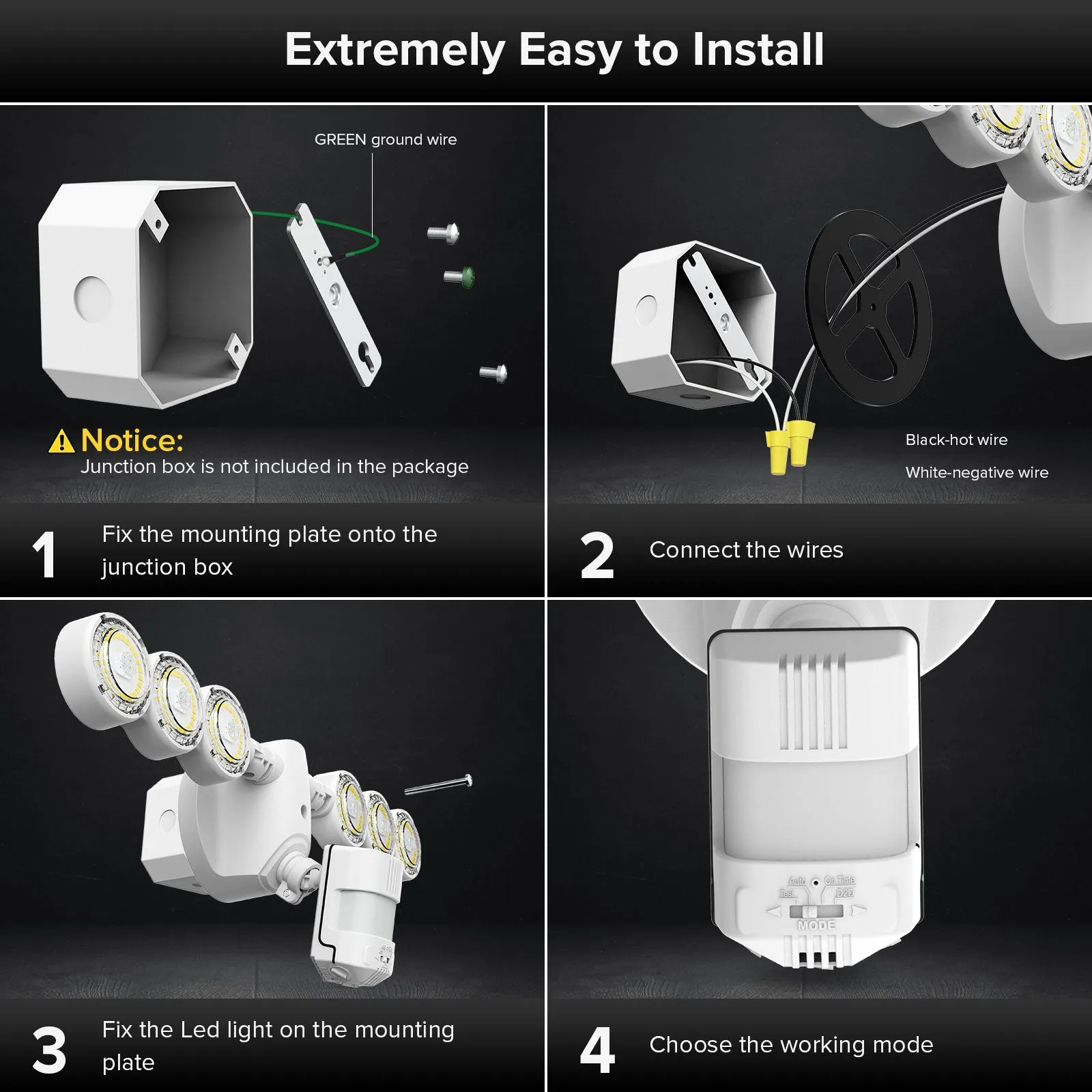 45W LED Security Light (Dusk to Dawn & Motion Sensor)