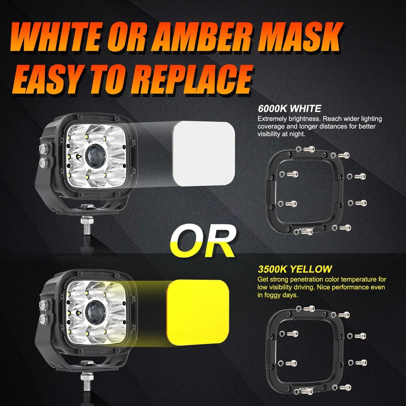 5 Inch 110W White/Amber LED Driving Lights Pods Light for ATV UTV SIDE BY SIDE 4X4