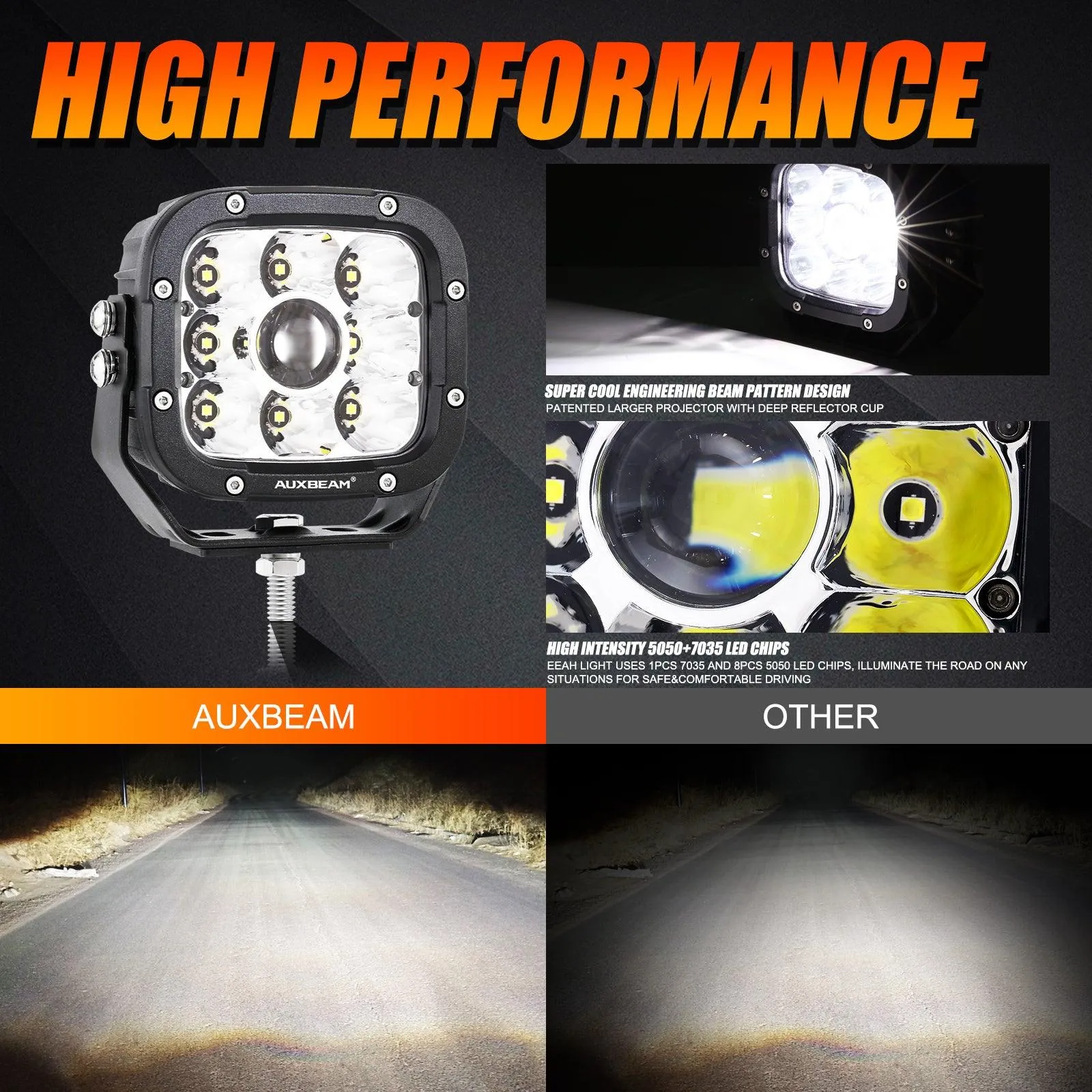 5 Inch 110W White/Amber LED Driving Lights Pods Light for ATV UTV SIDE BY SIDE 4X4