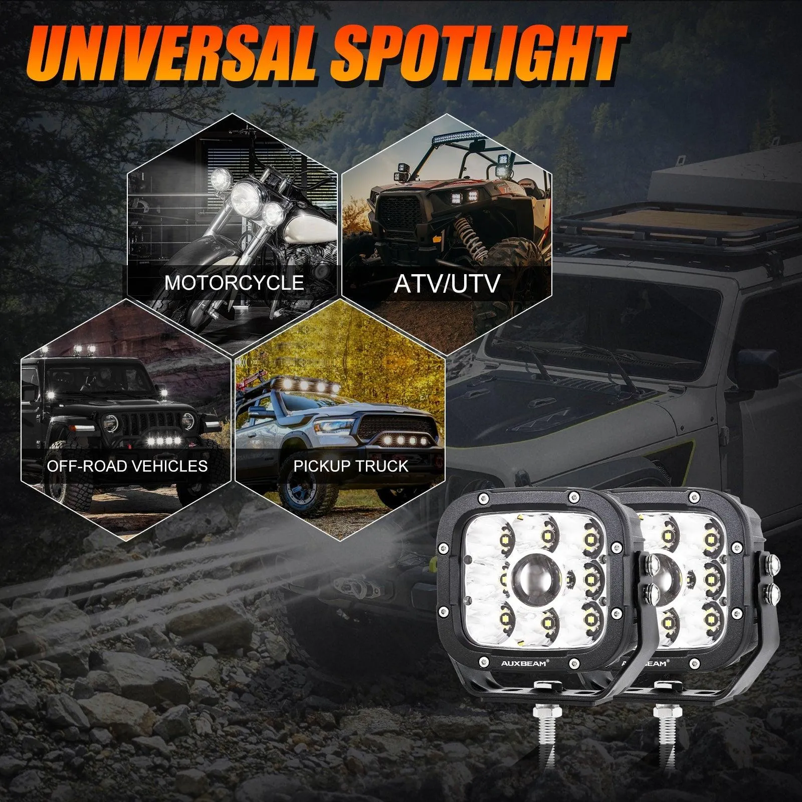 5 Inch 110W White/Amber LED Driving Lights Pods Light for ATV UTV SIDE BY SIDE 4X4