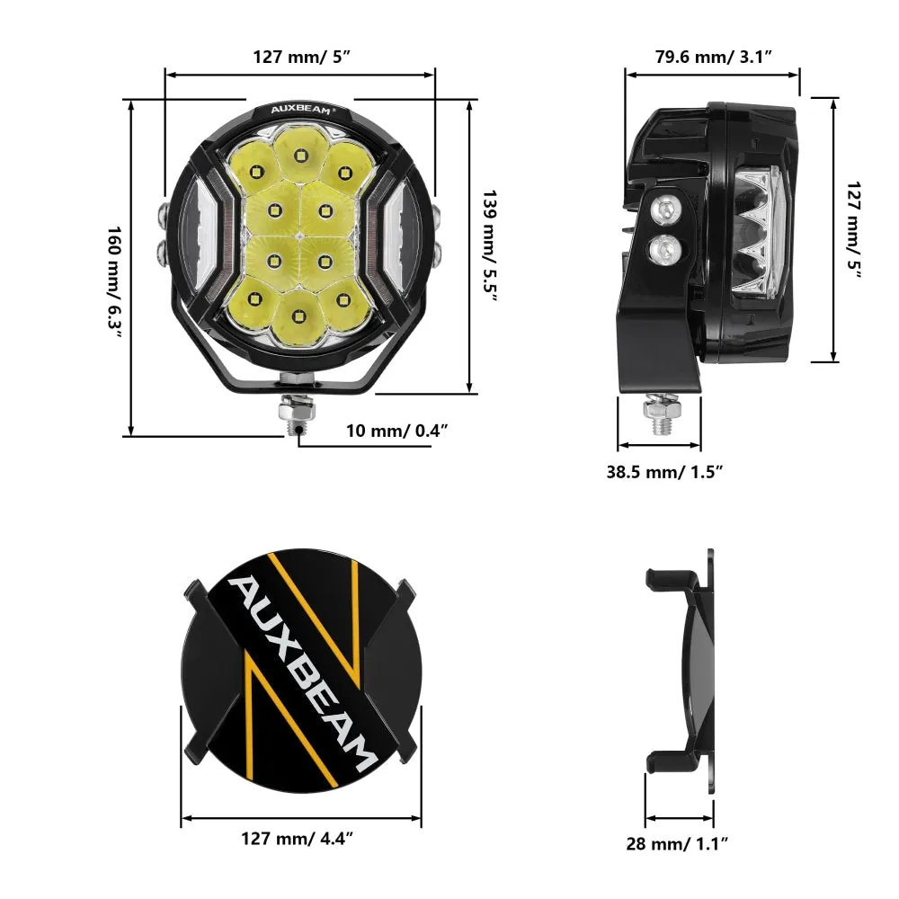 5 Inch 172W LED Side Shooter White & Amber POD Lights | V-Ultra Series