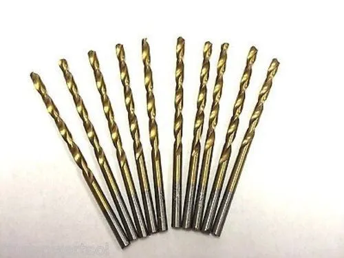 7/64" TITANIUM COATED HSS DRILL BITS FOR WOOD, METAL & PLASTIC, PACK OF 10