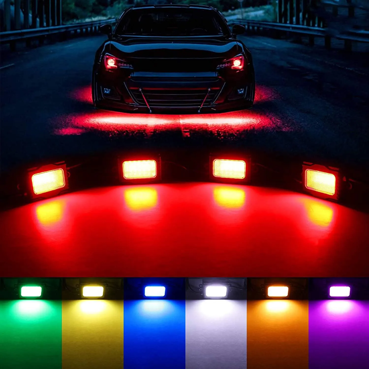 8Pcs RGB LED Rock Light Multicolor Set with Bluetooth Controller