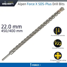 ALPEN FORCE X 22.0 x 450/400  SDS-PLUS DRILL BIT X4 CUTTING EDGES ALP875022