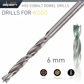 ALPEN HSS COBALT WOOD DRILL BIT 6MM ALP63306