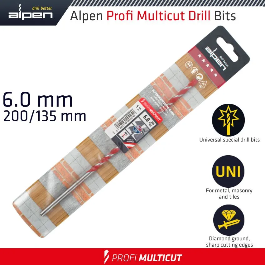 ALPEN PROFI MULTICUT DRILL BIT 6 X 200MM ALP72906