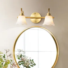 American Brass Wall Vanity Light with Frosted Glass for Indoor Down Lighting