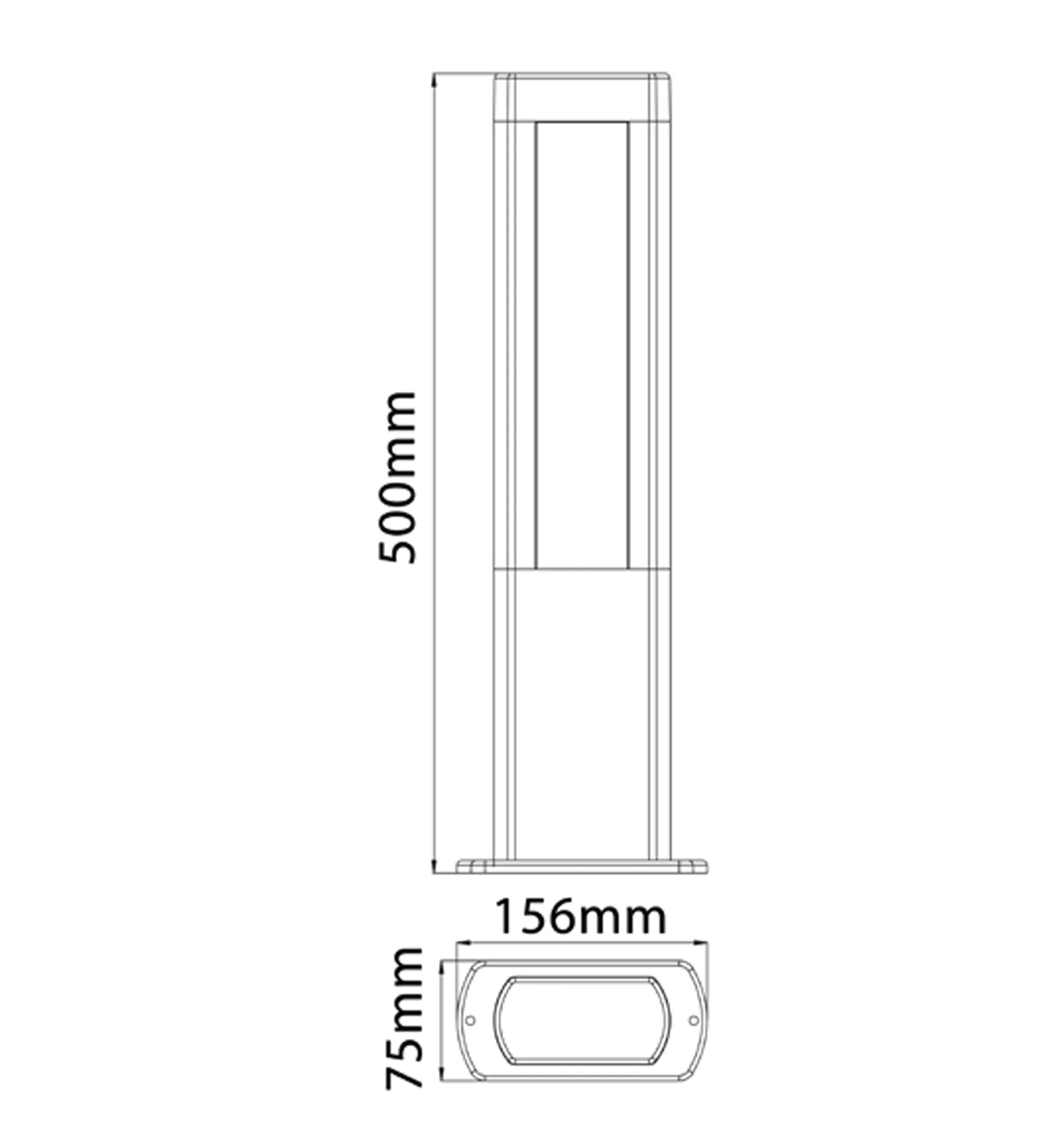 AMUN: LED Surface Mounted Matte Black Rectangular Bollard Lights IP54