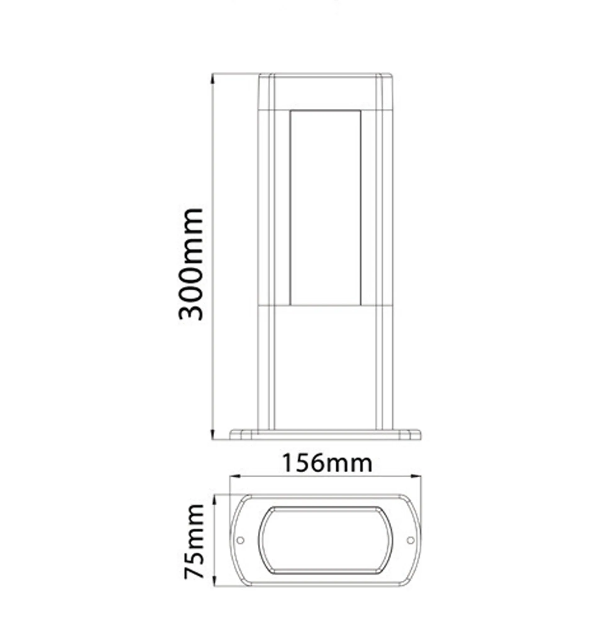 AMUN: LED Surface Mounted Matte Black Rectangular Bollard Lights IP54