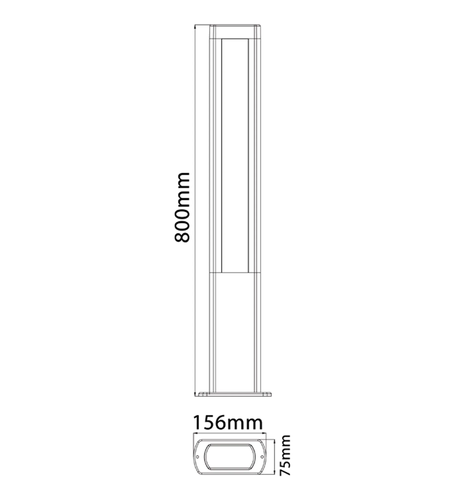 AMUN: LED Surface Mounted Matte Black Rectangular Bollard Lights IP54