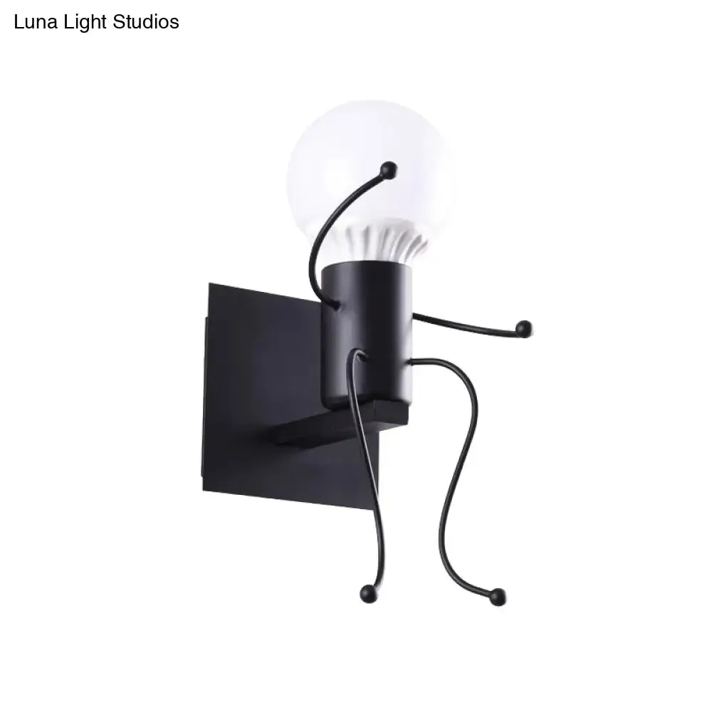 Art Deco Metallic Human Shape Wall Sconce Lamp - Black/White, Bedside Lighting (1/2-Head)