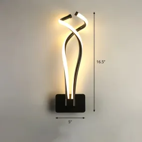 Art Deco Twisting LED Wall Sconce: Metal Edition for Bedroom Lighting