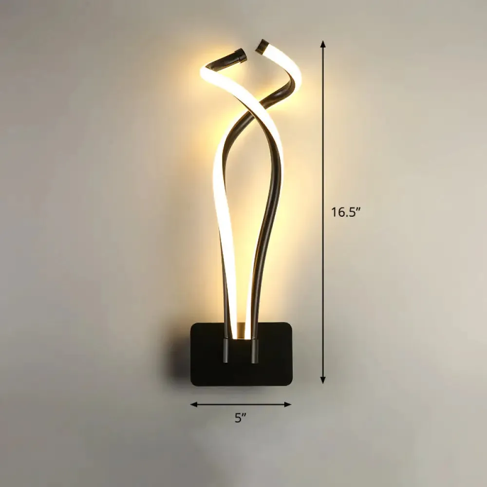 Art Deco Twisting LED Wall Sconce: Metal Edition for Bedroom Lighting