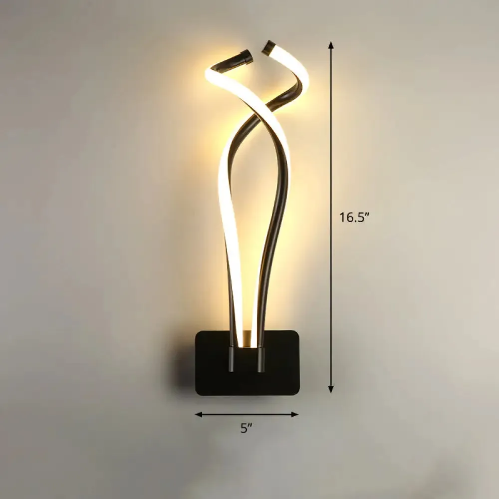 Art Deco Twisting LED Wall Sconce: Metal Edition for Bedroom Lighting