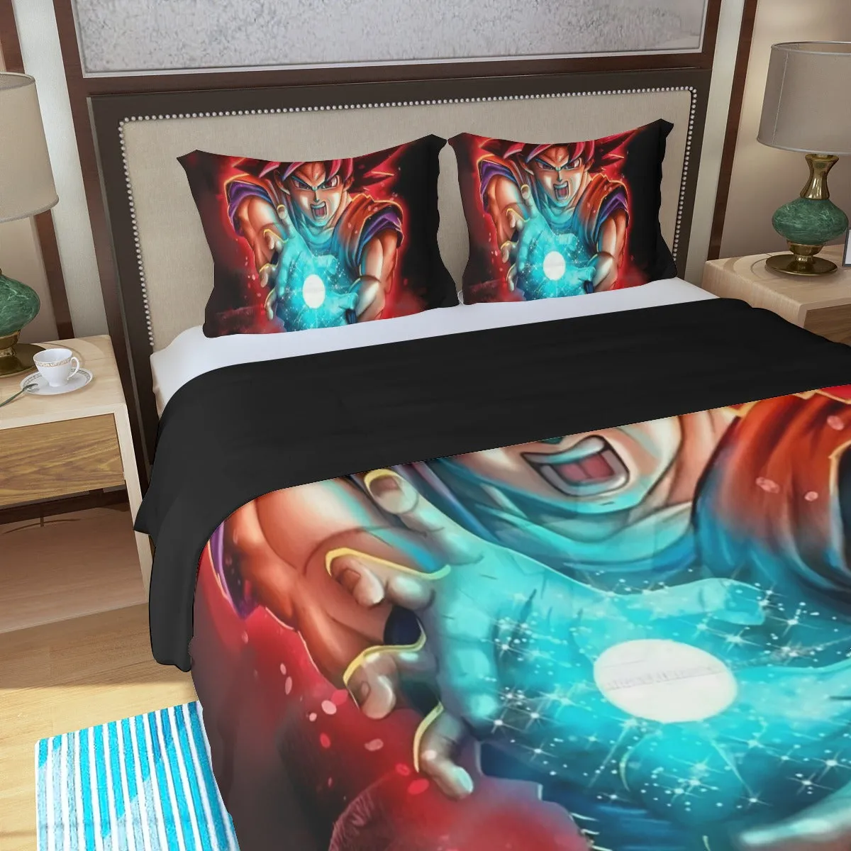 Awesome Red Hair Goku DBZ Three Piece Duvet Cover Set