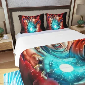 Awesome Red Hair Goku DBZ Three Piece Duvet Cover Set