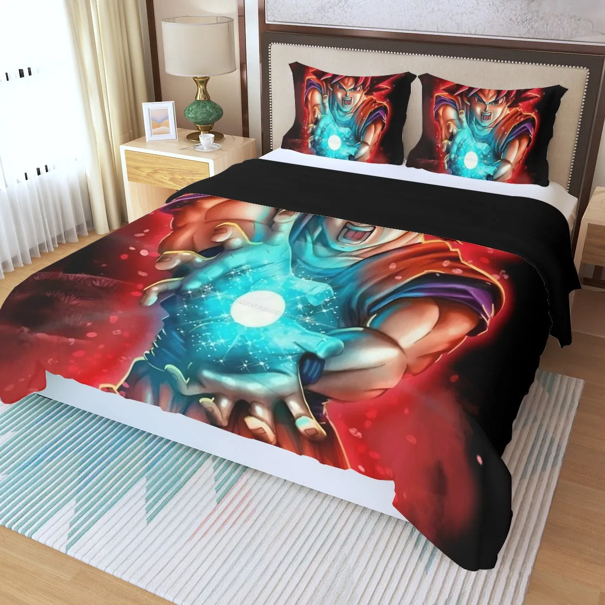 Awesome Red Hair Goku DBZ Three Piece Duvet Cover Set