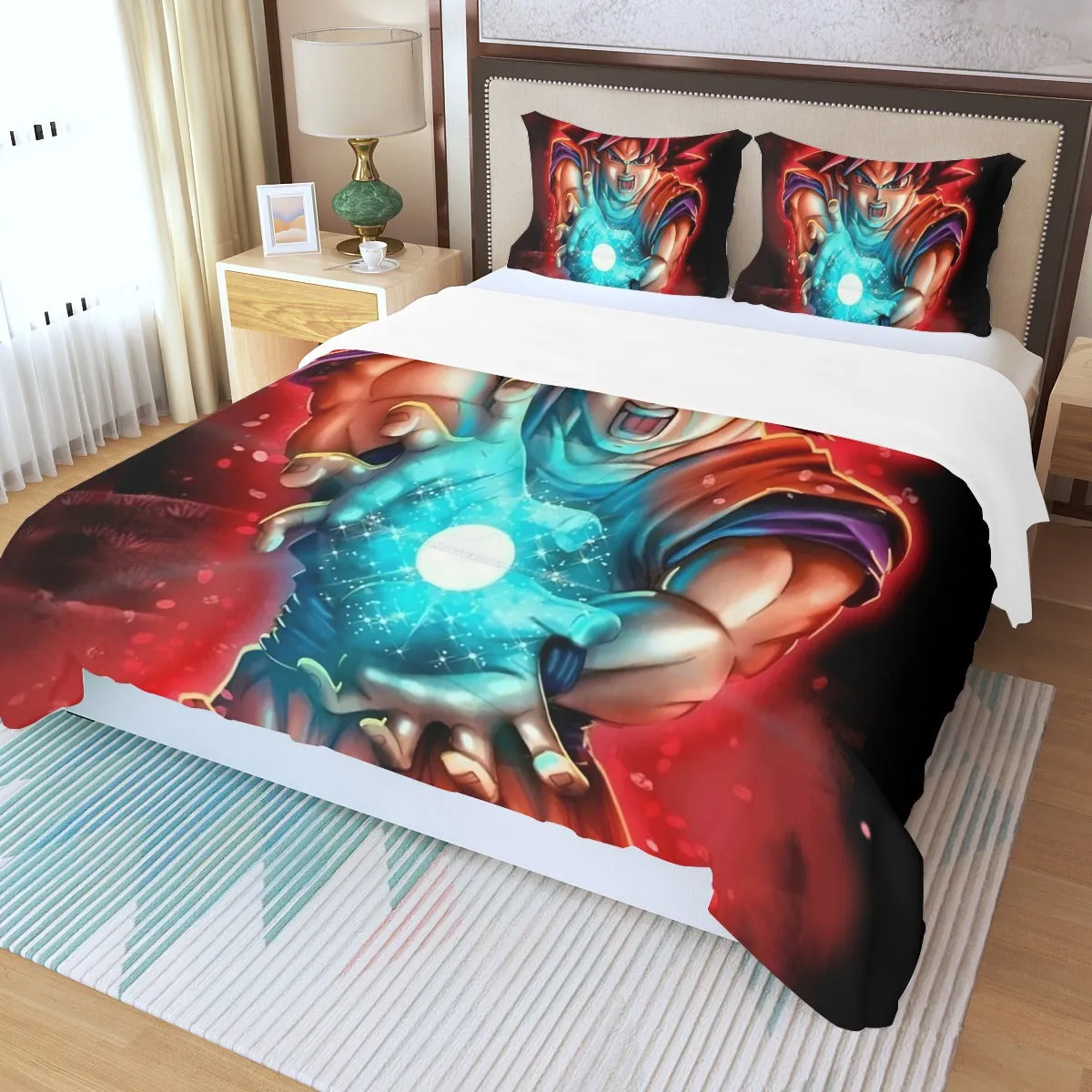 Awesome Red Hair Goku DBZ Three Piece Duvet Cover Set