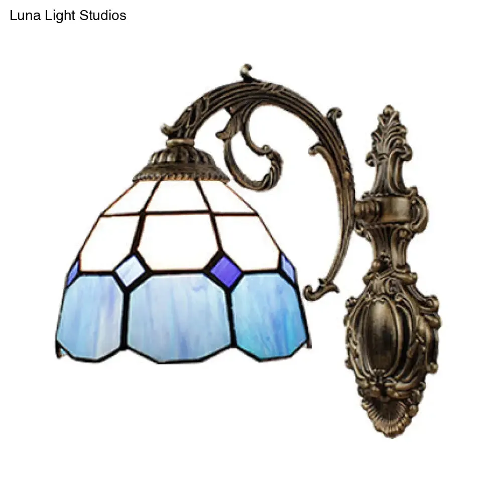 Baroque Style Blue Glass Bowl Wall Sconce – Indoor Corridor Lighting