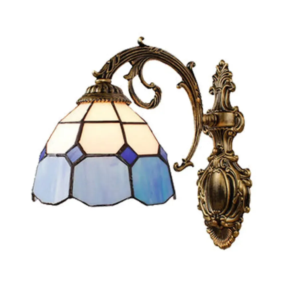 Baroque Style Blue Glass Bowl Wall Sconce – Indoor Corridor Lighting