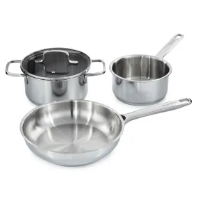 BergHOFF DiNA Helix 5pc Recycled 18/10 Stainless Steel Cookware Set, Glass Lids