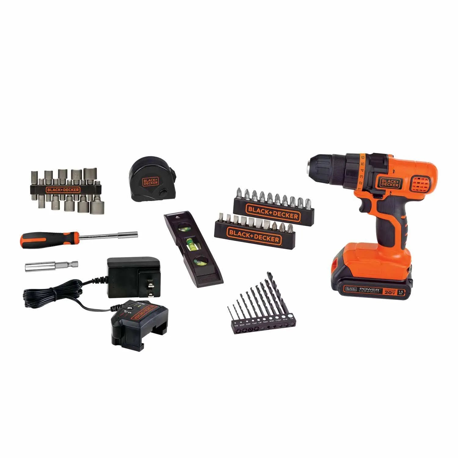 Black & Decker LDX50PK 20V MAX* Compact Lithium-Ion Cordless Drill with 44pc (LDX50PK)