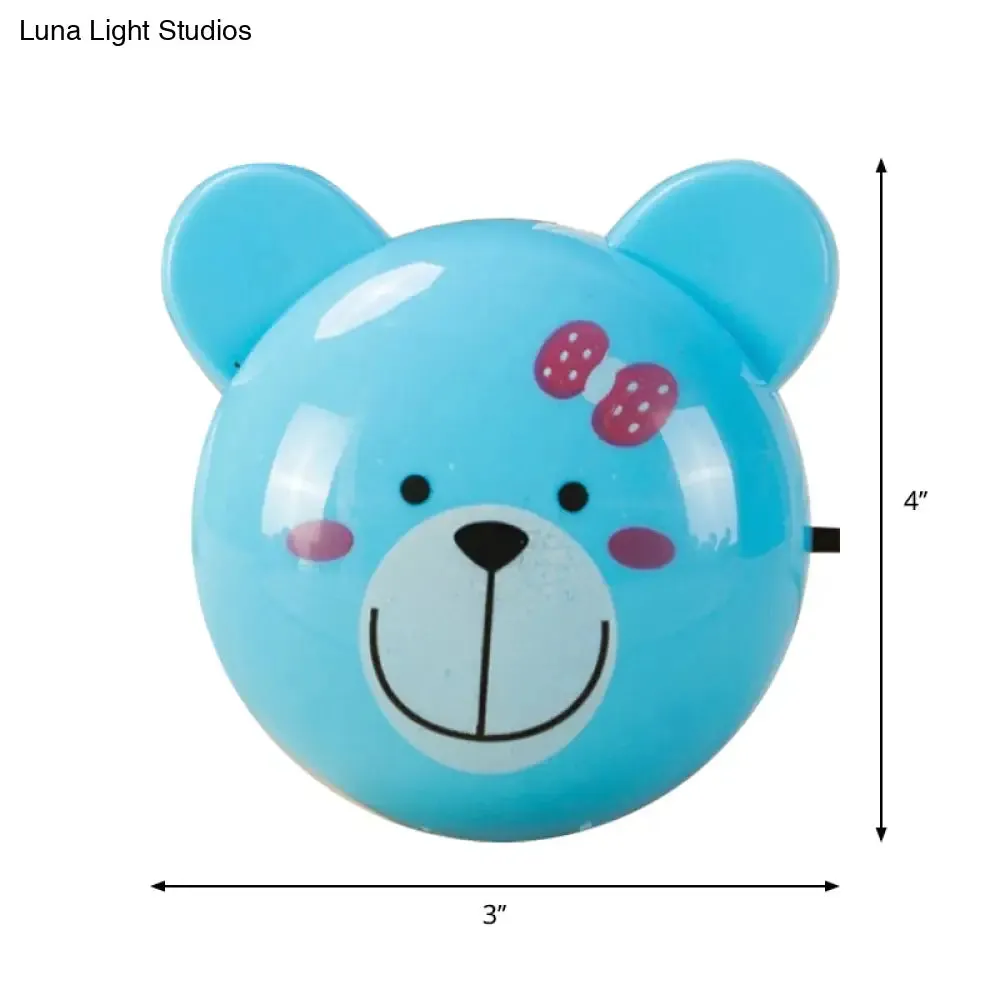 Blue Bear Cartoon LED Night Light with Plastic Shade for Small Plug-in Walls