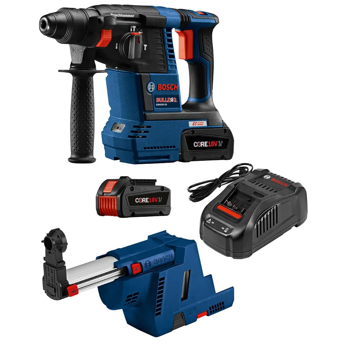 Bosch GBH18V-26K24AGDE 18V EC Brushless 1" SDS-Plus Bulldog Rotary Hammer Kit