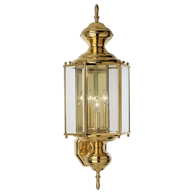 BrassGuard Three-Light Wall Lantern