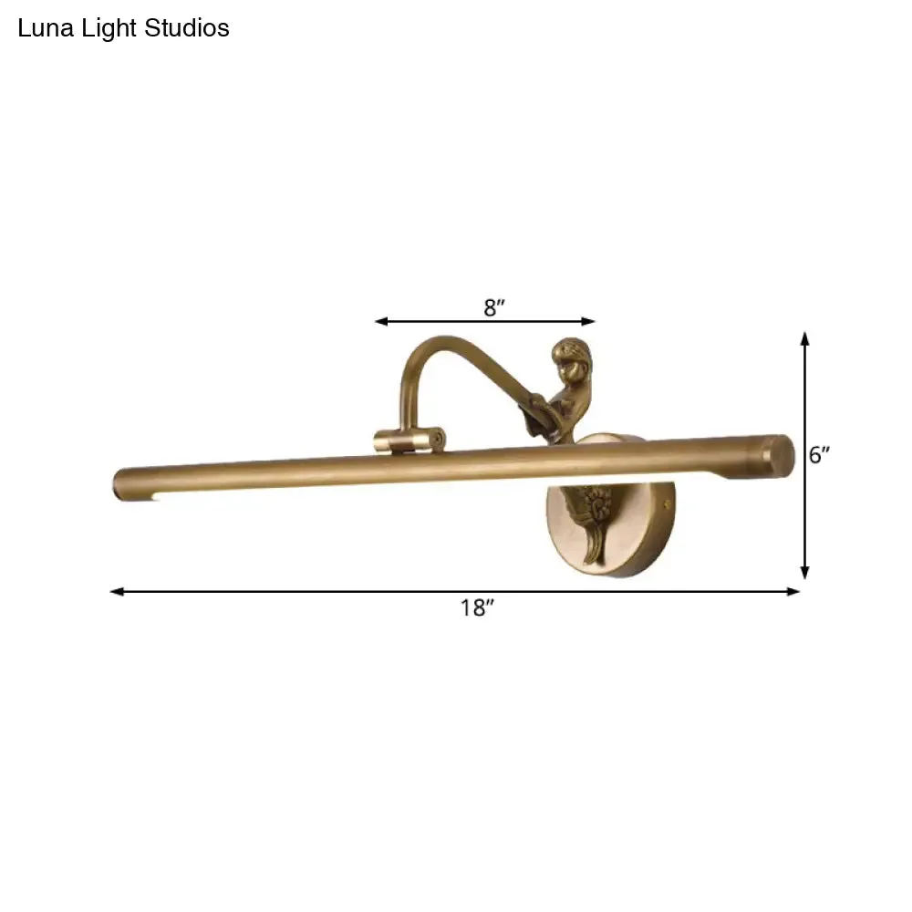 Classic Metal LED Bathroom Wall Light - Black/Antique Brass, 14"/18"/23" W