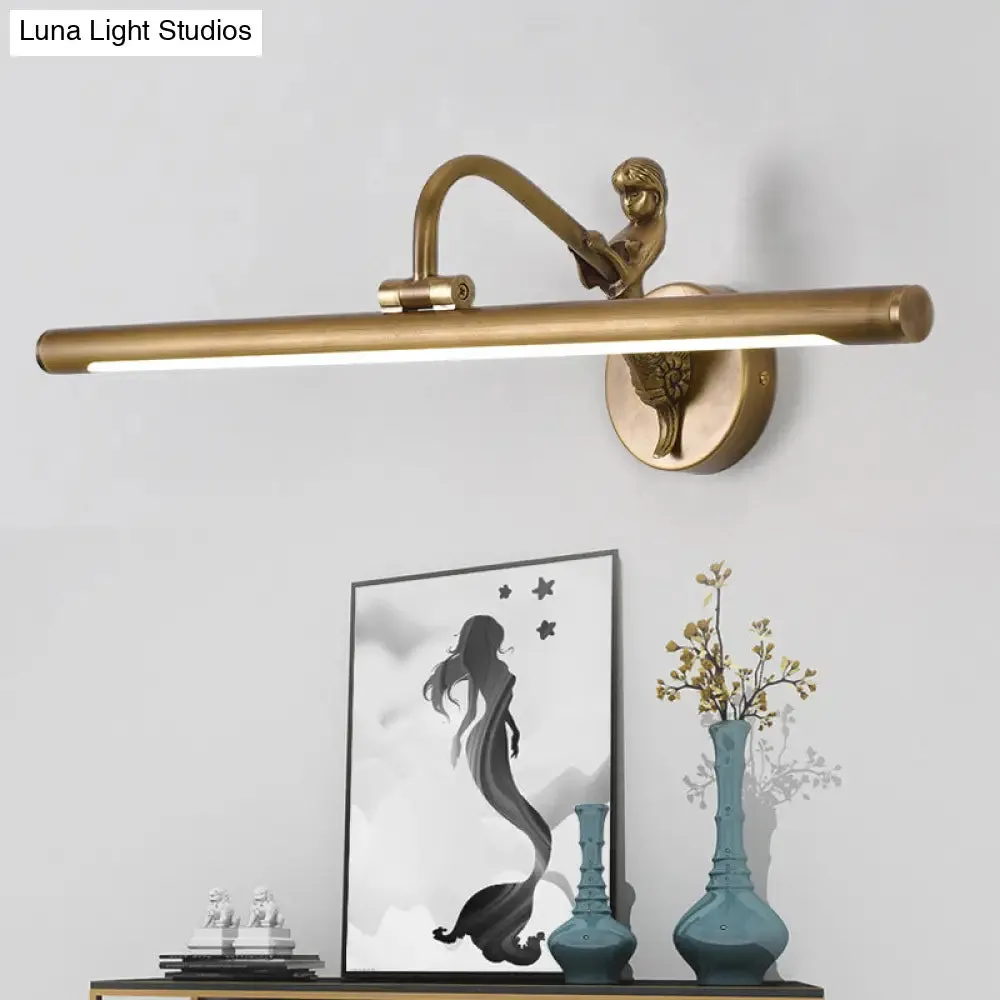 Classic Metal LED Bathroom Wall Light - Black/Antique Brass, 14"/18"/23" W