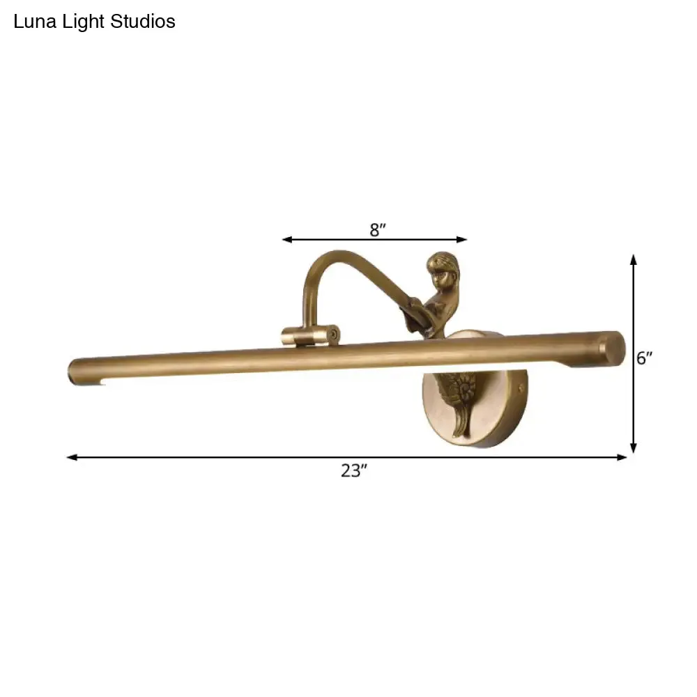 Classic Metal LED Bathroom Wall Light - Black/Antique Brass, 14"/18"/23" W