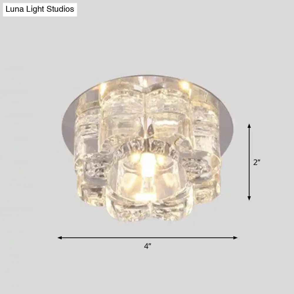 Contemporary Blossom Crystal Flush Ceiling Light - Clear LED Flush Mount Fixture