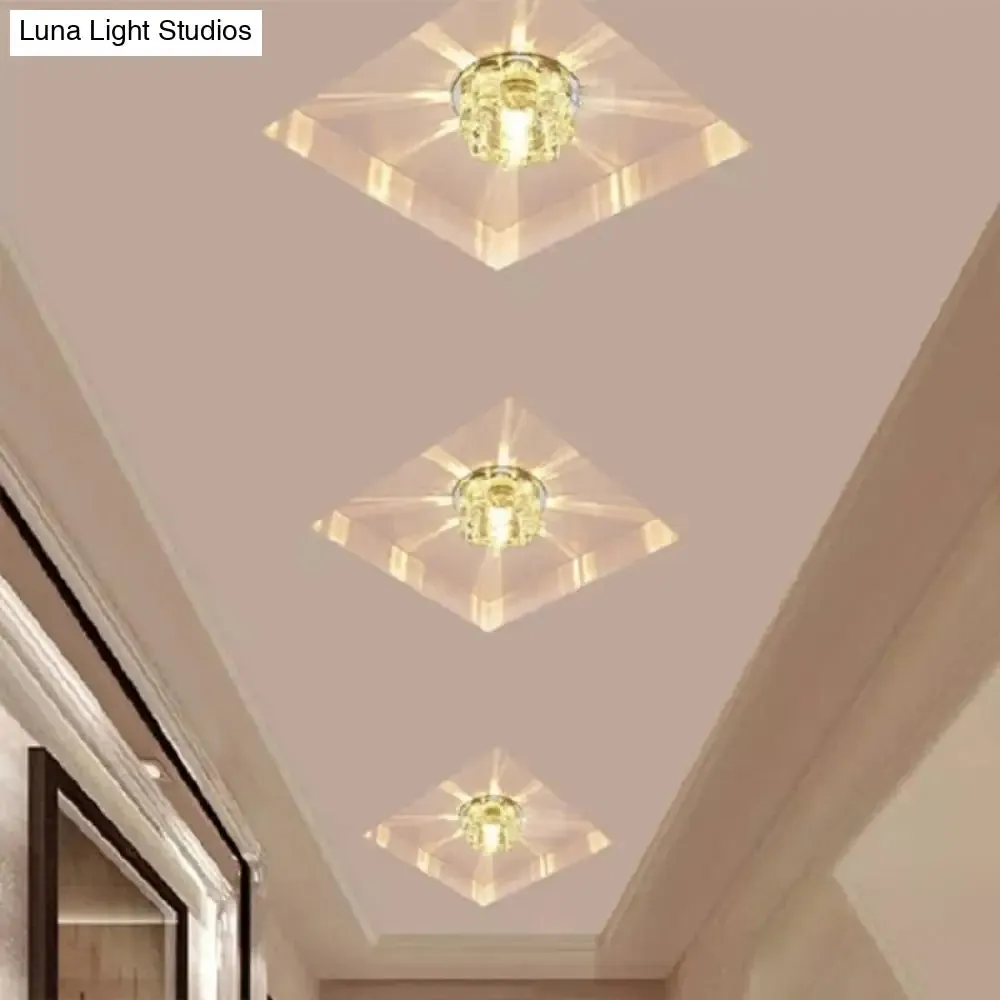 Contemporary Blossom Crystal Flush Ceiling Light - Clear LED Flush Mount Fixture