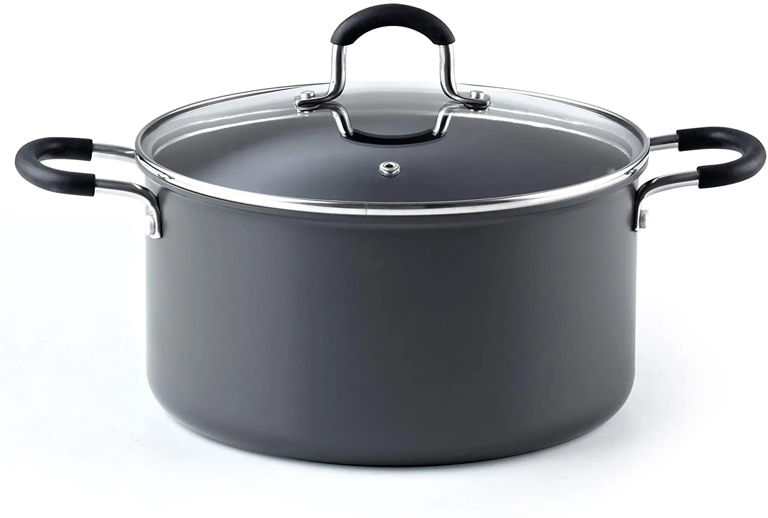 Cook N Home Casserole Dutch Oven Stockpot With Lid Professional Hard Anodized Nonstick 6-Quart , Oven Safe - with Stay-Cool Handles, black