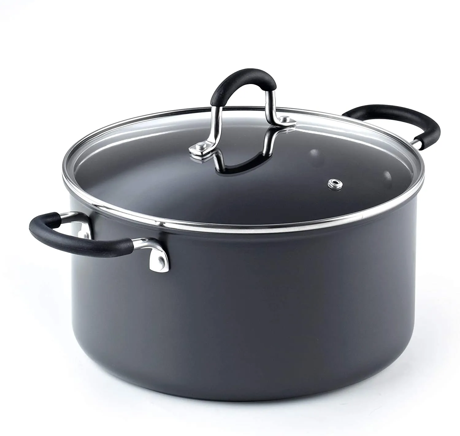 Cook N Home Casserole Dutch Oven Stockpot With Lid Professional Hard Anodized Nonstick 6-Quart , Oven Safe - with Stay-Cool Handles, black