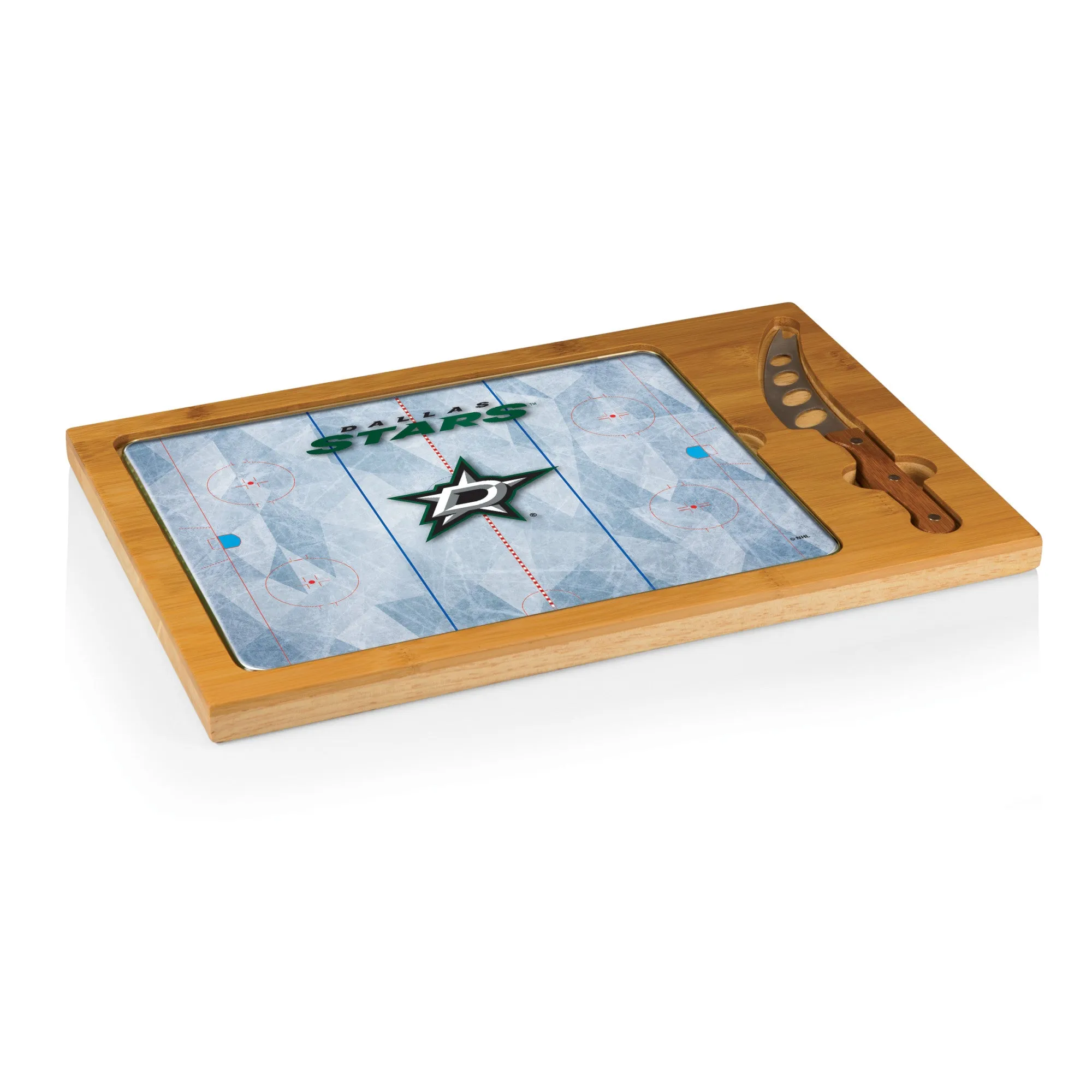 Dallas Stars Hockey Rink - Icon Glass Top Cutting Board & Knife Set