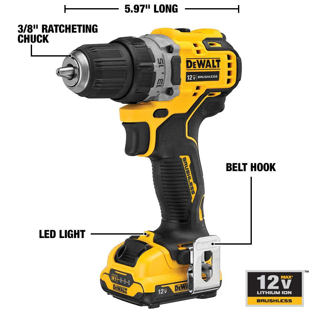 DeWalt DCK221F2 XTREME 12V MAX Brushless Cordless Drill & Impact Driver Kit