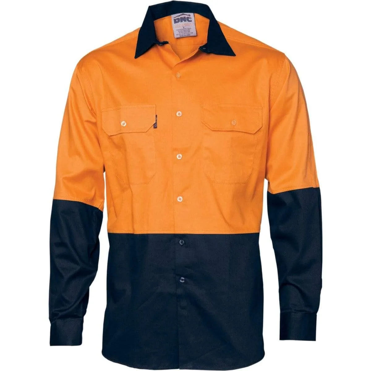 DNC WORKWEAR Hi-Vis Two Tone Cotton Drill Vented Long Sleeve Shirt 3981