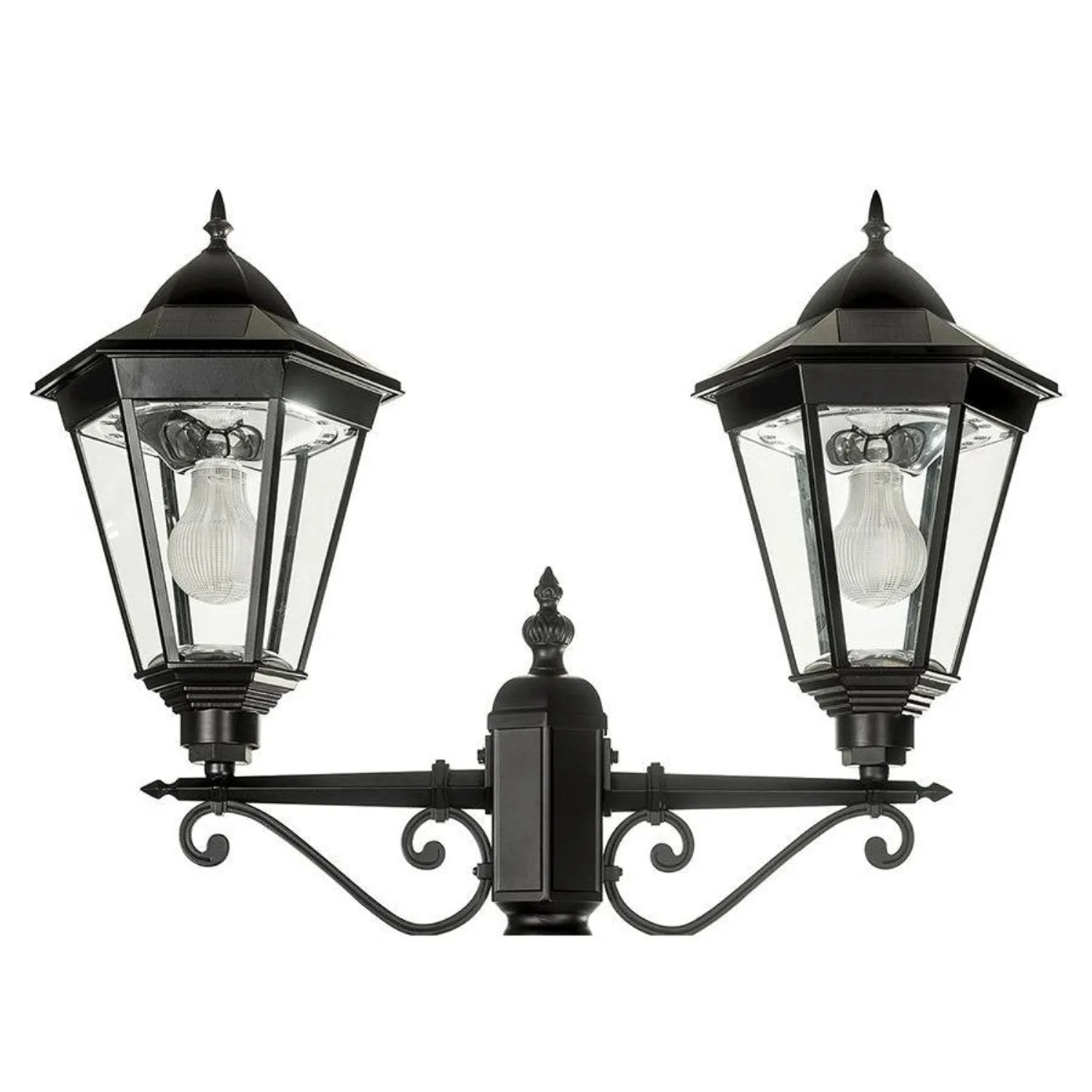 Double Head LED Coach Post Light 8w IP44 in Black Solar Lighting Direct